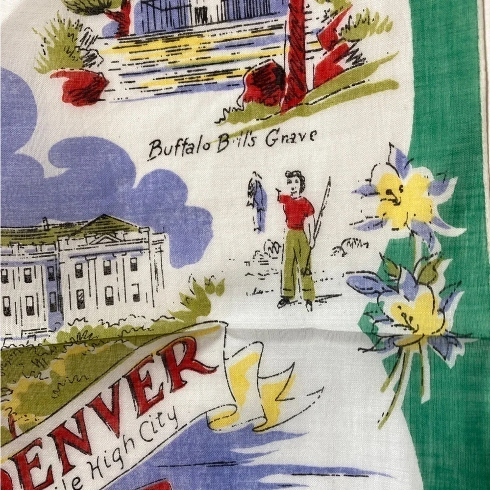 Vintage Burmel Denver Colorado Souvenir Handkerchief - Picture 5 of 11